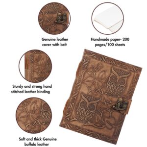 SHOPGINY Owl Embossed Leather Journal Diary Antique Handmade Personal Leather Bound Diary cum Notepad for Men, Women Plain Paper of 5x7 inch - Image 7