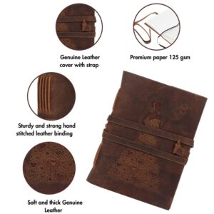 SHOPGINY Handmade Girl embossed Leather Journal Organizer Daily Planner Office Handbook College Diary 7x5 inches (Brown) - Image 7