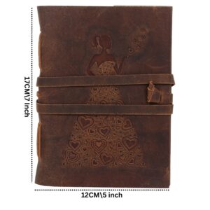 SHOPGINY Handmade Girl embossed Leather Journal Organizer Daily Planner Office Handbook College Diary 7x5 inches (Brown) - Image 6