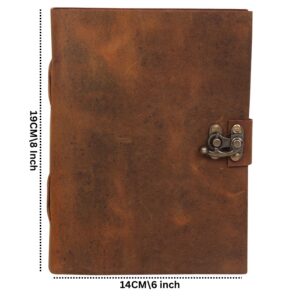 SHOPGINY Brown Leather Journal 240 Pages Antique Handmade Kraft Paper Diary cum Notepad for Men, Women Plain Paper of 6x8 inch - Image 7