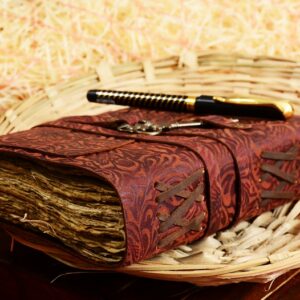 SHOPGINY Red Crunch Vintage Deckle Edge Paper Handmade Vintage Leather Journal Diary for Men Women 5 x 7 Inches (Red Crunch) - Image 11