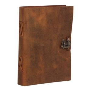 SHOPGINY Brown Leather Journal 240 Pages Antique Handmade Kraft Paper Diary cum Notepad for Men, Women Plain Paper of 6x8 inch - Image 2