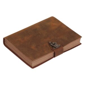 SHOPGINY Brown Leather Journal 240 Pages Antique Handmade Kraft Paper Diary cum Notepad for Men, Women Plain Paper of 6x8 inch - Image 3