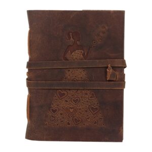 SHOPGINY Handmade Girl embossed Leather Journal Organizer Daily Planner Office Handbook College Diary 7x5 inches (Brown)
