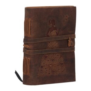 SHOPGINY Handmade Girl embossed Leather Journal Organizer Daily Planner Office Handbook College Diary 7x5 inches (Brown) - Image 3