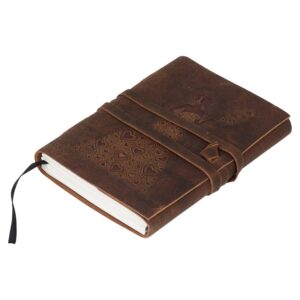 SHOPGINY Handmade Girl embossed Leather Journal Organizer Daily Planner Office Handbook College Diary 7x5 inches (Brown) - Image 4